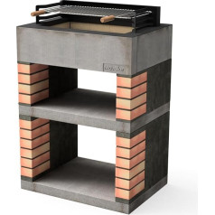 Movelar - Fertiggrill für Brennholz und Kohle, Modell Lima, Grau, Orange, 74 x 53 x 110 cm, Nr.: M00337 - Naudojimas pagal paskirtį