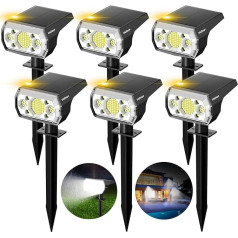 WeBeqer Solar Powered Outdoor Spotlight Spēcīgs spilgtums Regulējams 64 LED dārza lampas Saules āra apgaismojums Ūdensizturīgs IP67 6500K aukstā gaisma dārzam, pagalmam, ceļam utt.