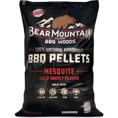 Bear Mountain BBQ 100% dabīgas cietkoksnes granulas - Mesquite Bag) Ideāli piemērotas granulu kūpinātavām vai jebkuram grillam, dūmakains koksnes aromāts.