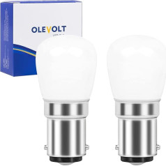 OLEVOLT B15D LED 230 V šujmašīnu lampa ar bajonetes klipsi, 2 W rezerves 20 W B15 spuldze, neitrāli balta 4000 K, dubultā kontakta B15D LED spuldzes šujmašīnu spuldzēm/uzgaismojumam, 2 gab. iepakojumā