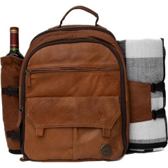 Argali Wines Premium Collection Picknick-Packback aus Leder (braun)