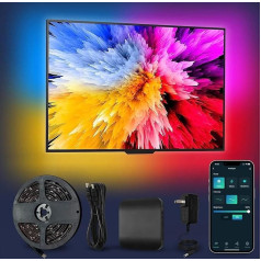 AVATTO TV fona apgaismojums HDMI 2.0 sinhronizācijas bloks ar 5 m RGBIC LED sloksni 75-85 collu televizoriem Atbalsta Alexa un Google Assistant balss vadību un Smart Life lietotnes tālvadības pulti