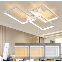 CBJKTX LED griestu gaisma Dzīvojamās istabas griestu gaisma Modern 80 cm 72 W dzīvojamās istabas lampa Dimmable ar tālvadības pulti Balta guļamistabas lampa Taisnstūra metāla dizains guļamistabai Bērnu istaba Virtuve