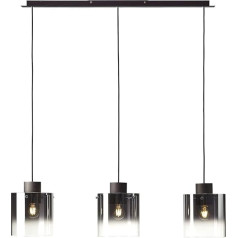 BRILLIANT Lampe Beth Pendant Light 3 spuldzes Kafijas/dūmēts stikls | 3 x A60, E27, 60 W, piemērots parastām lampām N.ent. | Regulējams augstums / saīsināms kabelis | Piemērots LED spuldzēm