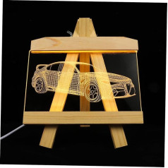 Uonlytech 2st Nachtlicht Mit Holzrahmen Nachttischlampe Schöne Lampe 3d-led-illusionslampe Kinderautos Spielzeug Schreibtischlampe Spielset Aus Holz Fotorahmen Licht Haushalt Büro Acryl