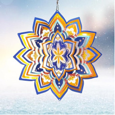 Eiryhope 3D Starry Sky Mandala Wind Chime Lāzera griezums Nerūsējošais tērauds Hanging Wind Sculpture Swirl Art Ornament Dārza āra apdare