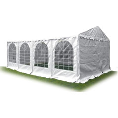 Ambisphere Classic Plus Svētku telts Augstas kvalitātes paviljons 550 g/m² PVC brezenta dārza telts / telts / alus telts Ūdensizturīga, UV izturīga un ugunsdroša, dažāda izmēra, balta un bēša, 5x8m