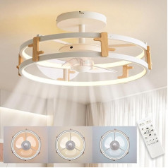 MOUNM Griestu ventilators ar apgaismojumu, LED griestu gaisma ar regulējamu apgaismojumu 3000 K - 6000 K, griestu lampa ar ventilatoru, lampa dzīvojamā istaba ar tālvadības pulti 58 W (45 + 13) 4500 lm guļamistabai, virtuvei, gaitenim, 40 cm