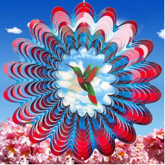 Eiryhope 3D Animated Kolibri Wind Chime Kinetic Wind Spinner - rada lidojošā Kolibri efektu Āra dārza dekorācijas Dekoratīvs piekaramais ornaments Kolibri Dāvana mammai tētim sievietēm