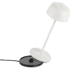 LVL THETA Dimmable LED akumulatora galda lampa iekštelpās un ārpus telpām IP65 - bezvadu uzlādējama galda lampa ar itāļu dizainu, 2700 - 4000 K, 9-24 stundas, dizains: Zafferano (Matt White)