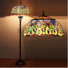 Bidesen 18 collu Tiffany stila stāvlampa, Vintage stāvlampa, ar rokām veidota vitrāžas lampa, guļamistabas nakts lampa, darba galda lampa, biroja galda lampa