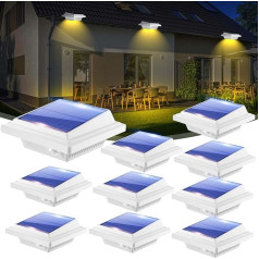 BILLION DUO Guttering Solar Light for Outdoor Use, 8 Solar Lights for Outdoor Garden, Waterproof 40 LEDs Fence Lighting, White Solar Wall Lamp, Warm White Solar Light for Garage, Patio