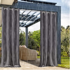 ZJXSNEH Āra ūdensnecaurlaidīgs aizkars Tab Top Siltuma izolācija Blackout aizkars terases dārza lievenis Gazebo Grey Platums 380 x augstums 240 cm 1 gab.