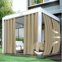 HolidayIdeas āra aizkari terasei Ūdensizturīgs vējdrošs Weatherproof privātuma aizkari 4 paneļi Grommet Top un cilpas apakšā lapene veranda Pergola Cabana Backyard 137 x