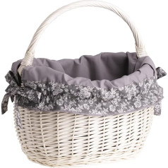 e-wicker24 Vintage Style Wicker Shopping Basket Retro Basket Oval (Flowers)