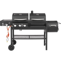 El Fuego® Sierra AY 573 Combination Gas Barbecue and Charcoal Grill 3 Main Burners + 1 Side Burner Cast Iron Grill Grates