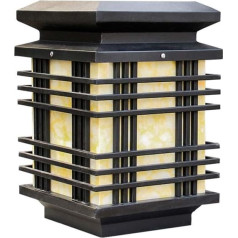 AC Simple Black Outdoor Post Light Kariertes kreatives Muster Design Post Lampe LED imitācija Marmor Lampenschirm Säulenlampe Villa Fenced Garden Gatepost Column Light