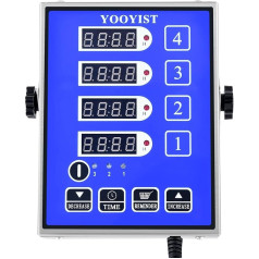 YOOYIST Komerciālais 4 kanālu virtuves taimeris Digitālais restorāna taimeris Profesionālais multi kalkulators Lieljaudas nerūsējošā tērauda skaļš trauksmes signāls Pārtikas kravas automašīnas maizes ceptuve Fritētājs Kafejnīca Pavārm