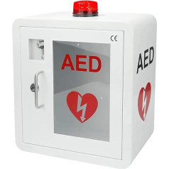 AED defibrilatora glabāšanas skapis, pirmās palīdzības AED defibrilatora glabāšanas skapis sienas montāžai, pirmās palīdzības skapis, regulējams dalītāja stāvoklis, piemērots lielākajai daļai AED modeļu