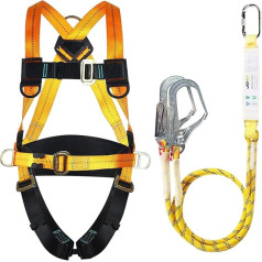 WingFly Fall Protection Harness, Fall Protection Safety Belt Set, 5 Point Full Body Harness, Max 150 kg, Fall Protection Safety Rope with Buffer for Working in the Air, Mountaineering