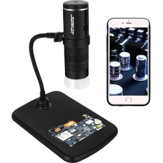 Somikon mikroskops: Mikroskops Somomikon Somikon: WiFi Full HD rokas mikroskops, akumulators, 1000x palielinājums, lietotne, 8 LED (Wifi mikroskops, mikroskops iPhone, elektroniskais palielināmais stikls)