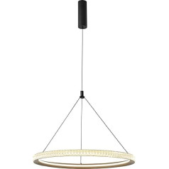 Licht-Erlebnisse LED Kronleuchter Ring Ø 60 cm Schwarz Gold 3500 K 2200 lm Kristall Pendelleuchte Esstisch Hängelampe Schlafzimmer Hängeleuchte Wohnzimmer