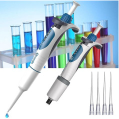 YOOTg Augstas precizitātes vienkanālu pipetes ar manuāli regulējamu tilpumu, laboratorijas mikropipetes (500-5000 μl), autoklāvējamas, ar universāliem konusveida uzgaļiem, 10-100 ul