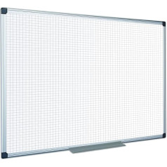 Bi-Office Maya Whiteboard mit leichtem Raster, Aluminiumrahmen, 120 x 90 cm, nicht magnetisch