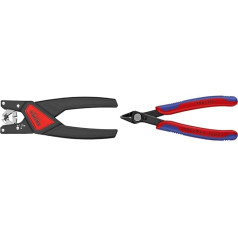 Knipex automātiskās atdalīšanas knaibles 175 mm 12 74 180 SB & Electronic Super Knips, elektroniskie sānu griezēji mīkstiem vadiem un optiskām šķiedrām, ar aizsardzību pret rūsu, slīpēti 125 mm 78 61 125