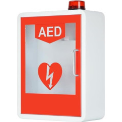 AED skapis, AED defibrilatora glabāšanas skapis, pie sienas stiprināms sirds defibrilācijas signalizācijas skapis ar gaismu un signalizācijas sistēmu, pirmās palīdzības futrālis, piemērots lielākajai daļai AED modeļu, mājas birojs