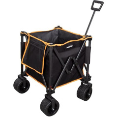 AKTIVE Foldable Transport Trolley Beach Garden Camping 80kg Heavy Duty 360° Rotating Wheels with Brakes Multi Angle Handle with Bag Black and Orange with Bag