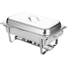 ATAAY Edelstahl Kapazität Speisen Wärmer Chafer Set, Chafing Dish Buffet Set, Doppelte Lebensmittelpfanne mit Deckel, für Buffet Hochzeiten Partys Bankette Catering Events (Single B)