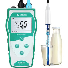 Apera Instruments PH850-DP portatīvais pH mērītājs piena produktiem (pienam, krējumam, jogurtam) un šķidrai pārtikai, aprīkots ar LabSen 823 elektrodu (pH diapazons: 0-14,00)