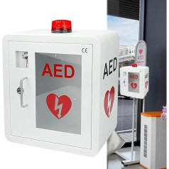 AED-Defibrillator-Aufbewahrungsschrank, wandmontierter Herz-Defibrillations-Alarmkasten aus Stahl mit Schlüssel und Alarm, für Krankenpflege, Bus, Zuhause, Büro - passend für die meisten AED-Modelle