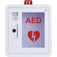 JIANGSS AED-Schrank, Metall-Stahlplatten-Aufbewahrungsschrank zur Wandmontage, passend für alle AED-Defibrillatoren, ausgestattet mit Alarm-Notfall-Blitzlicht, türaktivierter Alarm