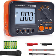 Izolācijas pretestības testeris Digitālais ommetrs Megohmmeter GR-VC60B + DCV Megohmmeter Sprieguma testeris 250/500/1000V ACV Megohm 750V ar 1999 skaitīšanu Liels LCD displejs Datu turēšana Apgaismojums