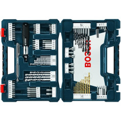 BOSCH MS4091 91-teiliges Bohr- und Fahrmischset mit mitgeliefertem Koffer für Anwendungen in Holz, Metall, Mauerwerk