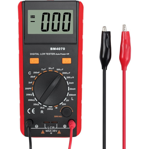 CMMWAY LCR mērītājs, digitālais LCR multimetrs kapacitātes induktivitātes pretestības diodes testēšanai, LCR mērītājs ar atgriezenisku LCD displeju, krokodila klips un akumulators