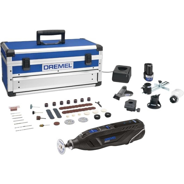 Dremel 8260 akumulatora rotējošais instruments, 12V 3Ah litija jonu akumulators, daudzfunkcionāls instruments ar 65 piederumiem, 5 pielikumi, bezsuku motors, konstanta elektronika, mainīgs ātrums 5000-30000/min