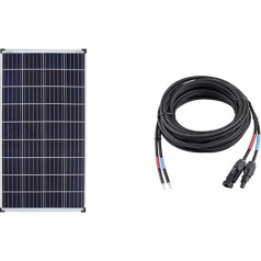 enjoy solar Poly 140 W 12 V polikristālu saules paneļu saules paneļu saules paneļu fotoelementu modulis Ideāli piemērots autofurgoniem, dārza nojumēm, laivām un 4 mm² profesionāls savienojuma kabelis saules modulim ar saules lādētāju