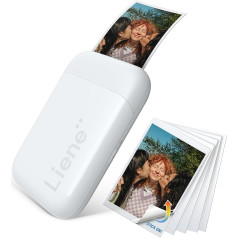 Liene 2 x 3 collu mini fotoprinteris viedtālrunim, mini portatīvais momentuzņēmumu attēlu printeris ar 5 cinka līmpapīru, Bluetooth 5.0, saderīgs ar iOS un Android, neliels mobilā tālruņa fotoprinteris priekš