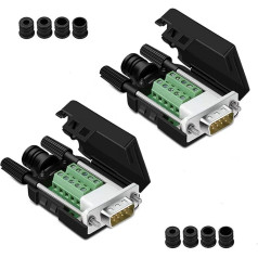 PENGLIN 2pcs DB9 беспаечный адаптер RS232 D-SUB последовательный к 9 Pin Terminal Breakout Board Connector с корпусом длинные винты хвостовая труба (2pcs)