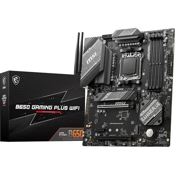 MSI B650 Gaming Plus WiFi pamatplate (Atbalsta AMD Ryzen 7000 procesorus, AM5 - DDR5 Memory Boost 6400+MHz/OC, 2 x PCIe 4.0 x16, 2 x M.2 Gen4, Wi-Fi 6E, ATX)