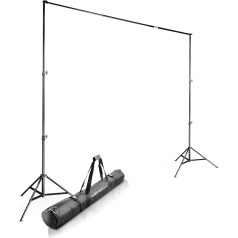 Walimex pro Hintergrundsystem XXL 190-465cm - extrem stabiles & großes Profi Hintergrund-Set für Studio & Mobil I für Fotografie Video & Green Screen I Papier Stoff Vinyl & Leinwände I Höhe bis 400cm