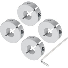 sourcing map Einzelteil-Wellenkragen-Set für 13-mm-Schaft, einteilig, 4 Klemmmanschetten, 30 mm Außendurchmesser, 10 mm Dicke, Klemmkragen aus Aluminiumlegierung mit M4 Stellschrauben und einem