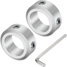 avota karte Schraubschaftmanschette für 15-mm-Schaft, 2 Klemmmanschetten 24 mm Außendurchmesser, 10 mm Dicke, Klemmkragen aus Aluminiumlegierung mit M5-Setschrauben und einem Schraubenschlüssel