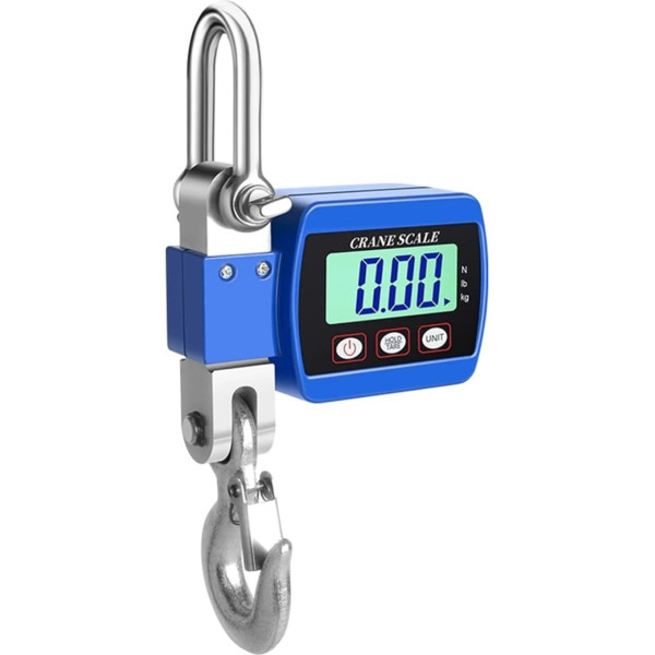 TAITUS Digitale Hängewaage 1100 lb/500 kg Mini-Handheld-Digital-Industrie-Hängekranwaage mit Haken, elektronisches Wiegen for die Jagd auf dem Bauernhof, Angeln im Freien (Color : Blue, Size : 1 UK)