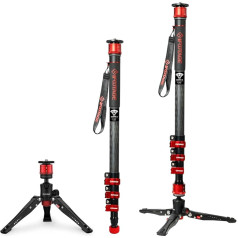 IFOOTAGE Cobra 3 monopods C180F 71 collu oglekļa šķiedras ceļojumu monopods Profesionāls fotokameras monopods ar statīva pamatni, maksimālā slodze 17,6 lbs, saderīgs ar DSLR kamerām, videokamerām