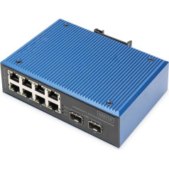 DIGITUS industriālais 10 portu Fast Ethernet tīkla komutators - 8X RJ45 + 2x Gigabit SFP Uplink - IP40 aizsardzības klase - DIN sliedes stiprinājums - 10/100 Mbps - Plug & Play