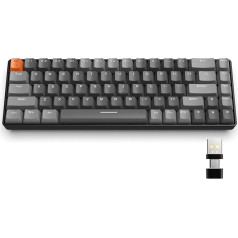 YINDIAO K68 60% bezvadu mehāniskā spēļu klaviatūra, Bluetooth 5.0/2.4 GHz, kompakta 68 taustiņu mini tastatūra ar divu režīmu uztvērēju, ar iespēju veikt karsto nomaiņu, enerģijas taupīšanu, sarkans slēdzis, datoram (tumši pelēka)